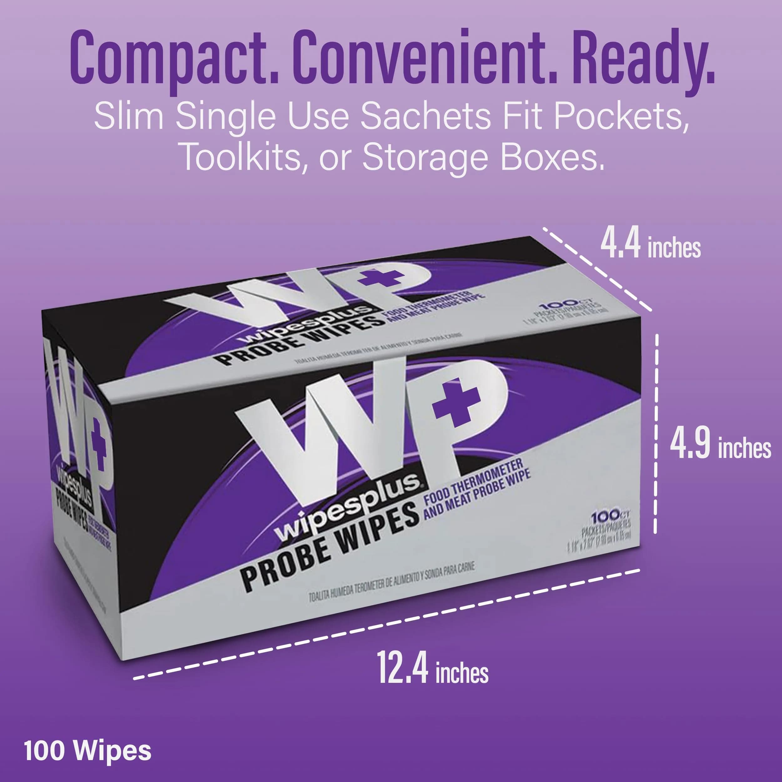 WIPESPLUS Thermometer Sanitizing Wipes - Probe Wipe Sachet - 100 Count | Food Contact Safe, No-Rinse Formula - view 4