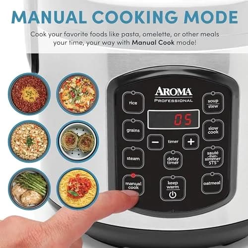 AROMA Professional 8-Cup Digital Rice & Grain Multicooker 2Qt | Versatile Cooking with Sauté-then-Simmer STS® thumbnail 2