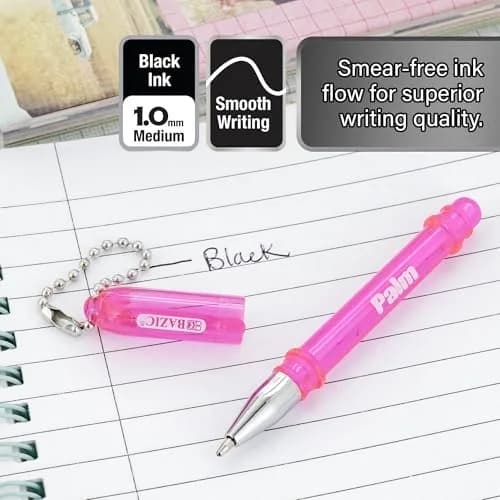 BAZIC PRODUCTS Palm Mini Ballpoint Pens, Key Chain, Black Ink, Medium, 24-Box | Compact, Refillable, Smooth Ink thumbnail 4