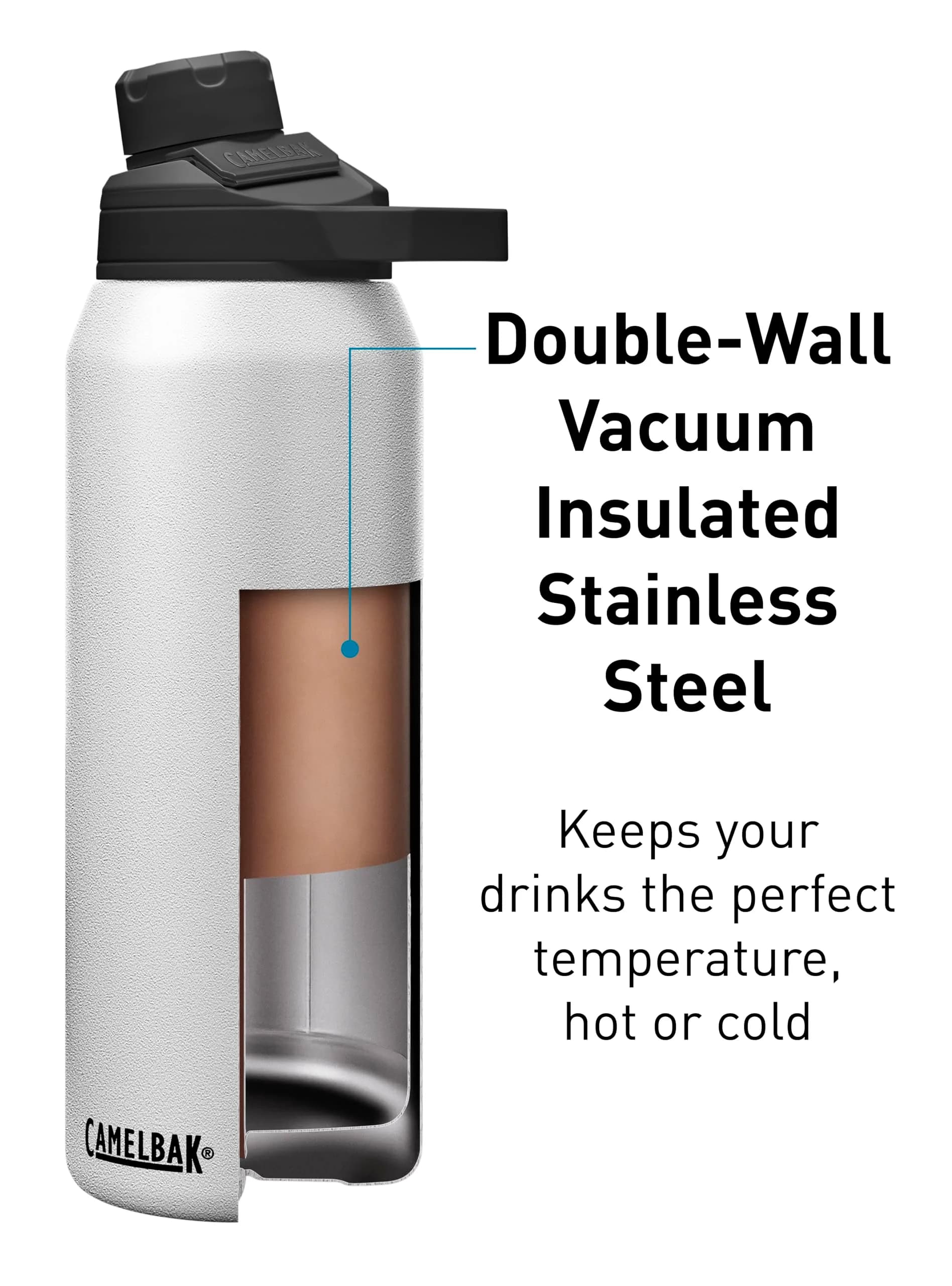 CamelBak Chute Mag Stainless Steel Water Bottle 32oz White | Keeps Cold for Hours - view 4