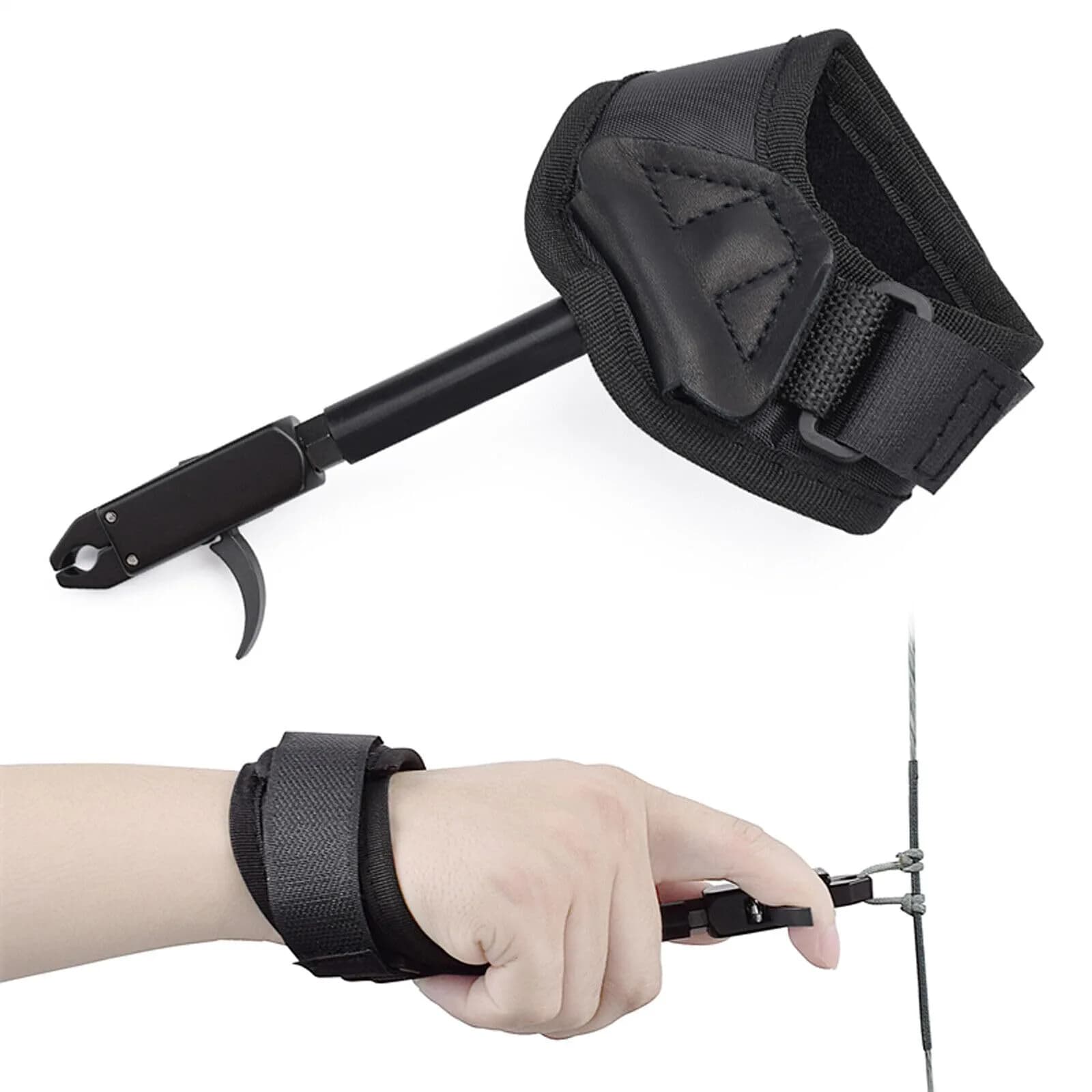 Bow and arrow college Black Wrist Strap Release Aid | Ambidextrous Trigger for Compound Bows Up to 65lbs — Black
