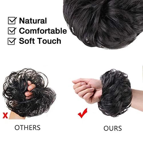 MORICA 2PCS Messy Bun Hair Piece for Women, Natural Black | Thick Volum Bun Synthetic Hair Extension thumbnail 4