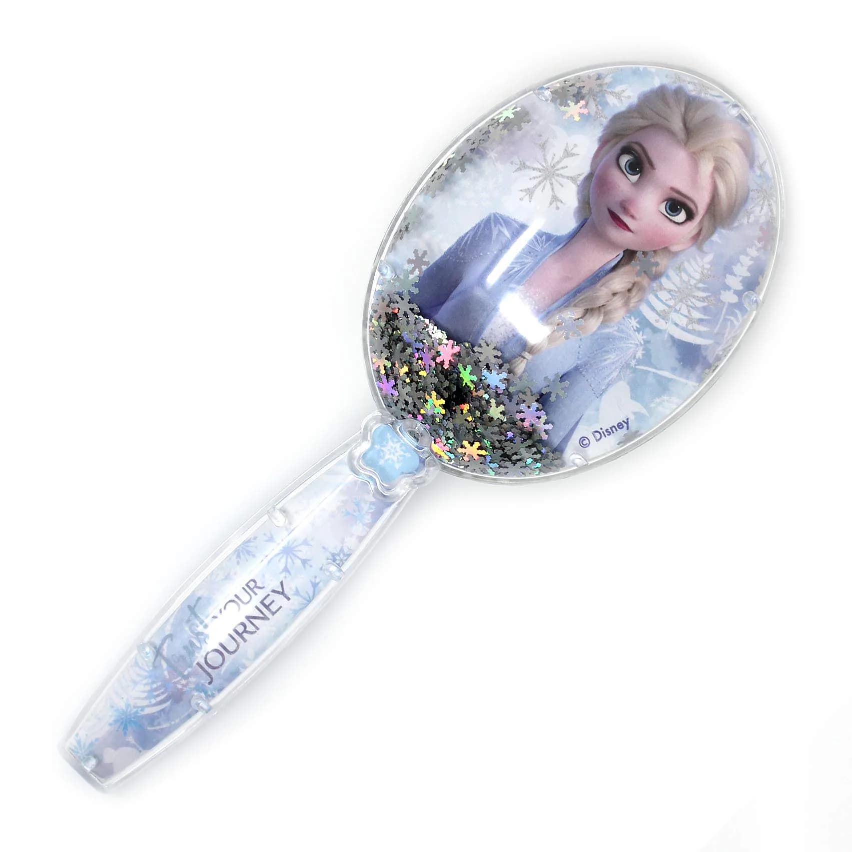 LUV HER Disney Frozen II Girls Snowflake Confetti Hair Brush featuring Elsa, Silver - Ages 3+ | Gentle Detangling for Kids - main product image