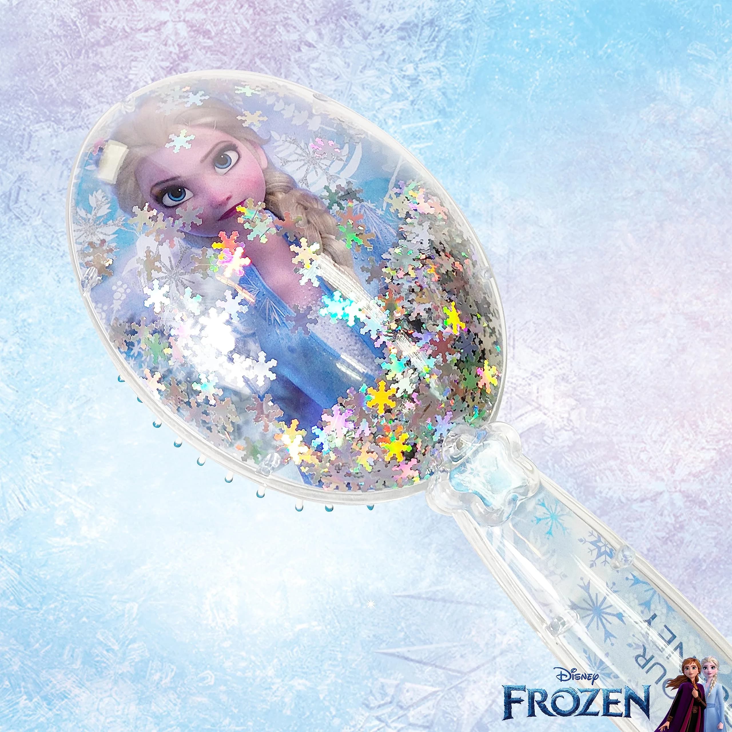 LUV HER Disney Frozen II Girls Snowflake Confetti Hair Brush featuring Elsa, Silver - Ages 3+ | Gentle Detangling for Kids - view 5