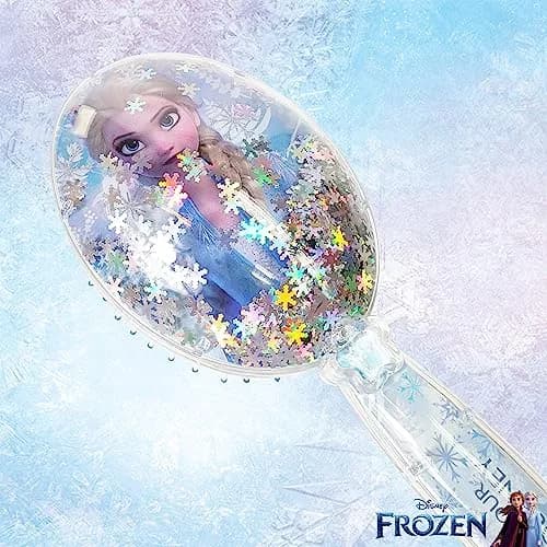 LUV HER Disney Frozen II Girls Snowflake Confetti Hair Brush featuring Elsa, Silver - Ages 3+ | Gentle Detangling for Kids thumbnail 5