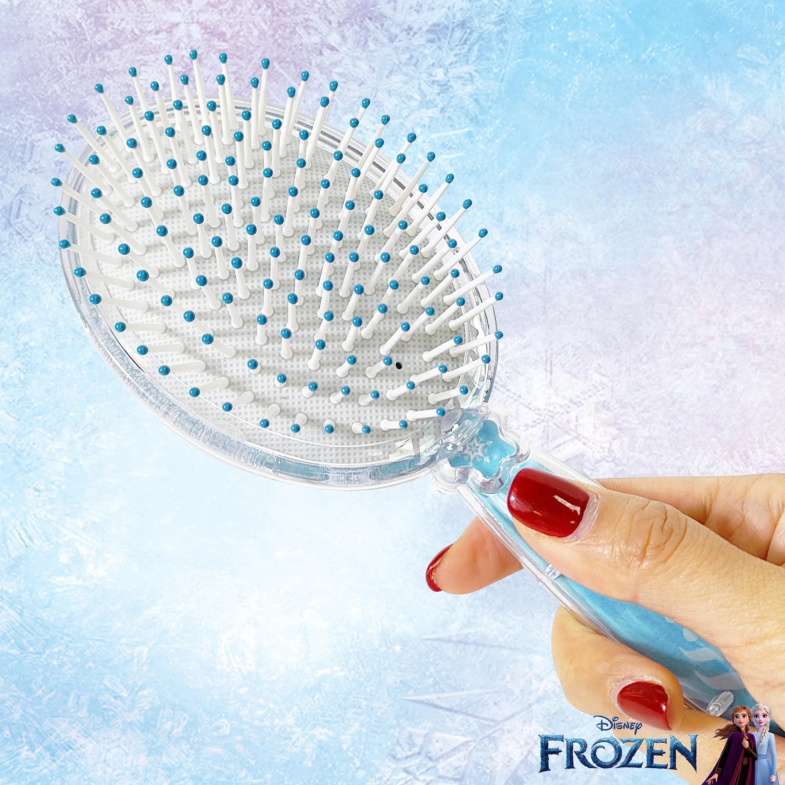 LUV HER Disney Frozen II Girls Snowflake Confetti Hair Brush featuring Elsa, Silver - Ages 3+ | Gentle Detangling for Kids - view 6