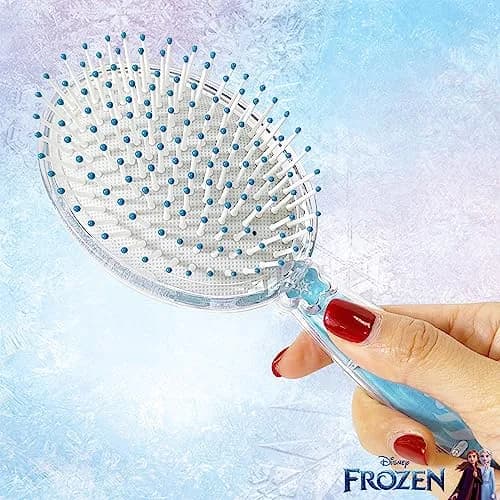 LUV HER Disney Frozen II Girls Snowflake Confetti Hair Brush featuring Elsa, Silver - Ages 3+ | Gentle Detangling for Kids thumbnail 6