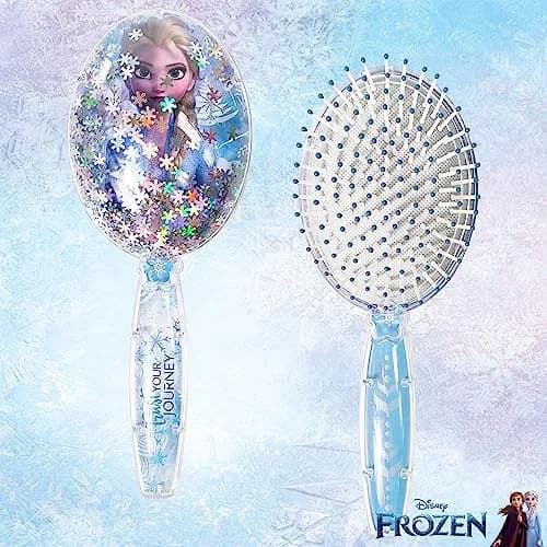 LUV HER Disney Frozen II Girls Snowflake Confetti Hair Brush featuring Elsa, Silver - Ages 3+ | Gentle Detangling for Kids thumbnail 7