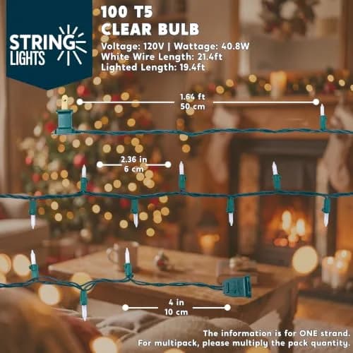 Joiedomi Clear Christmas String Lights Indoor,100 Count Mini White Fairy Light 19.4 FT | UL588 Certified for Festive Decor thumbnail 8