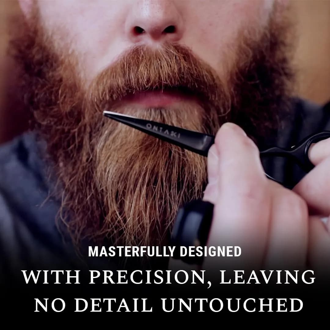 Ontaki 5" Black German Steel Beard & Mustache Scissors (3-Pack) | Precision Styling for Men - view 5