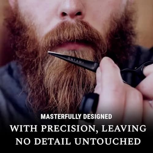 Ontaki 5" Black German Steel Beard & Mustache Scissors (3-Pack) | Precision Styling for Men thumbnail 5
