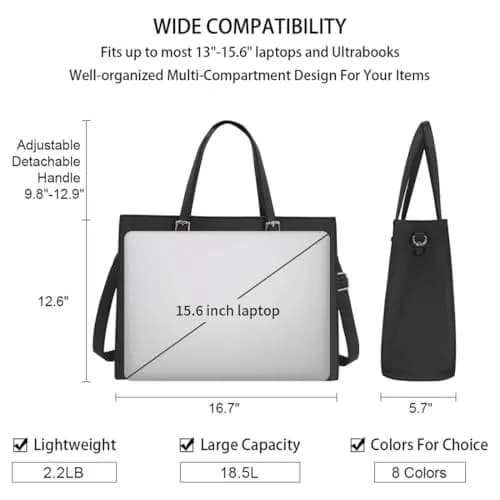 NUBILY Laptop Bag for Women 15.6" Vegan Leather Tote | Water-Resistant, Lightweight & Stylish thumbnail 4