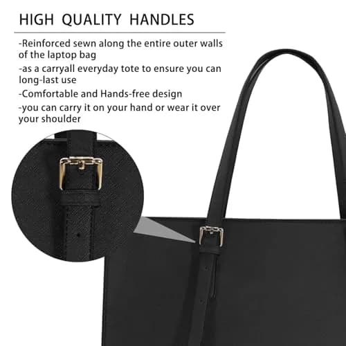 NUBILY Laptop Bag for Women 15.6" Vegan Leather Tote | Water-Resistant, Lightweight & Stylish thumbnail 6