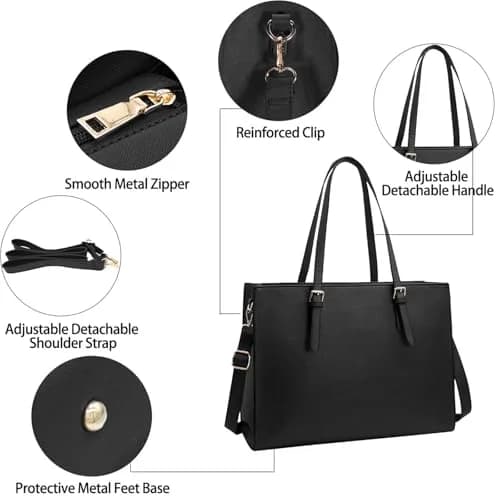 NUBILY Laptop Bag for Women 15.6" Vegan Leather Tote | Water-Resistant, Lightweight & Stylish thumbnail 7