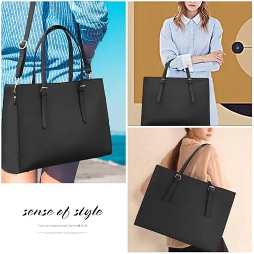 NUBILY Laptop Bag for Women 15.6" Vegan Leather Tote | Water-Resistant, Lightweight & Stylish thumbnail 2