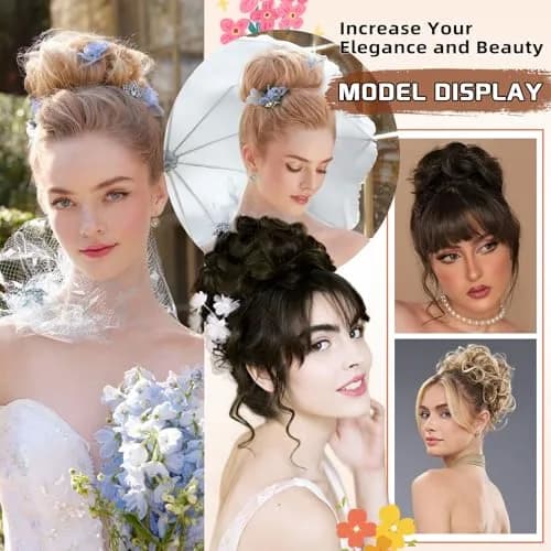 MORICA 2PCS Brown Black Messy Bun Hair Piece for Women, Heat Resistant Synthetic Fiber, 6 inches | Adds Volume & Fullness thumbnail 6