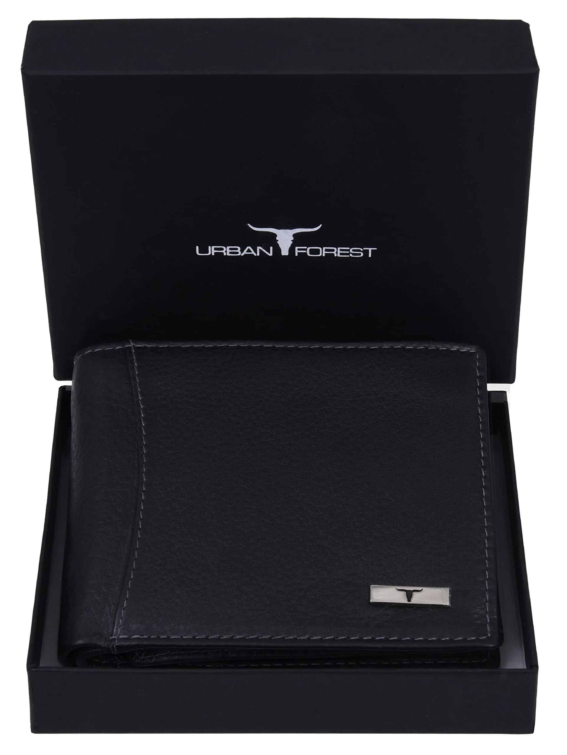 URBAN FOREST Oliver Leather Wallet for Men, Black, 13 x 11 x 2.5 cm | Contemporary Bi-Fold - main product image