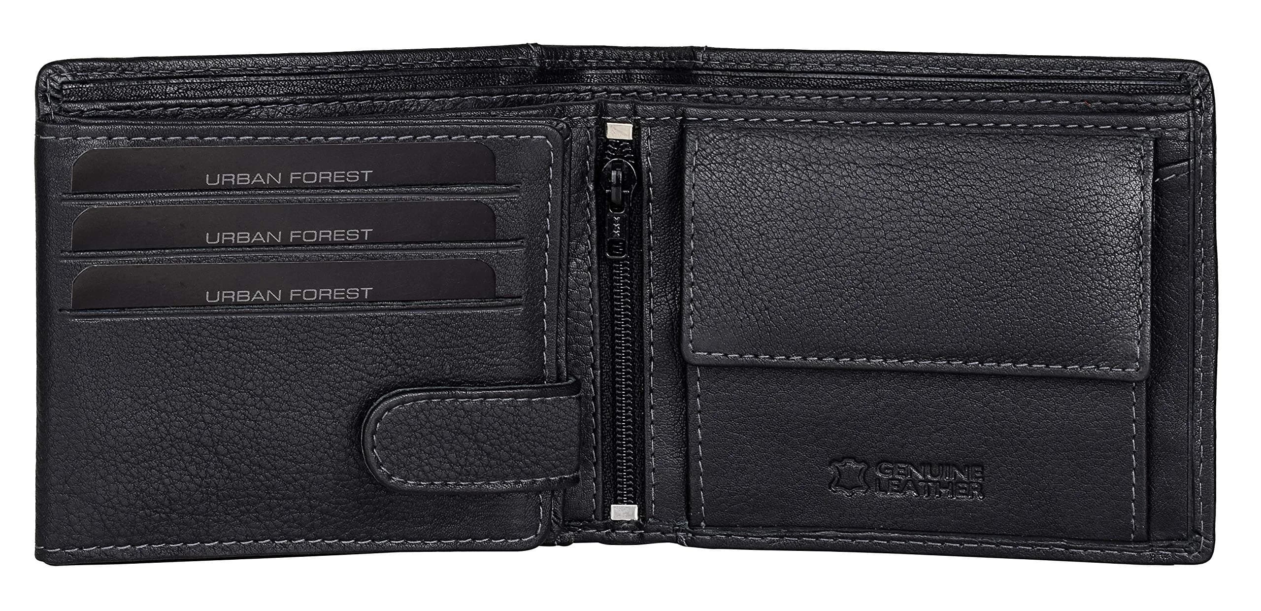 URBAN FOREST Oliver Leather Wallet for Men, Black, 13 x 11 x 2.5 cm | Contemporary Bi-Fold - view 3