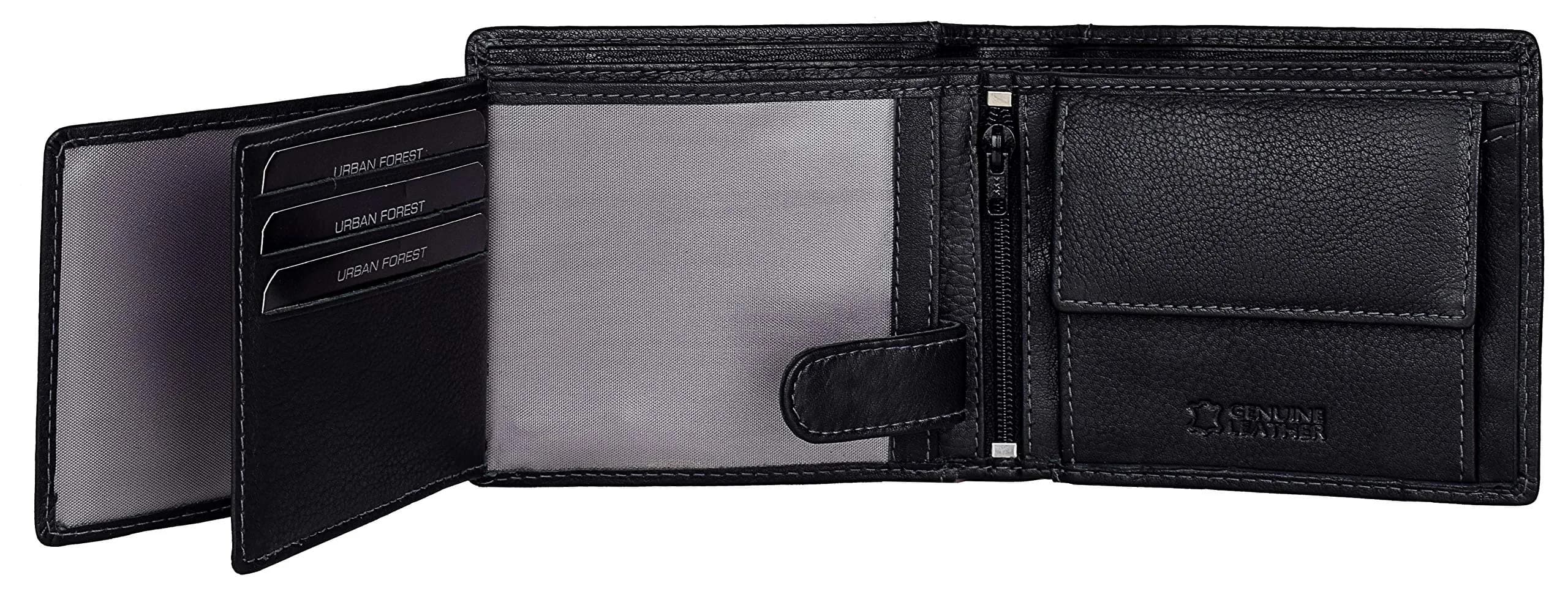 URBAN FOREST Oliver Leather Wallet for Men, Black, 13 x 11 x 2.5 cm | Contemporary Bi-Fold - view 4
