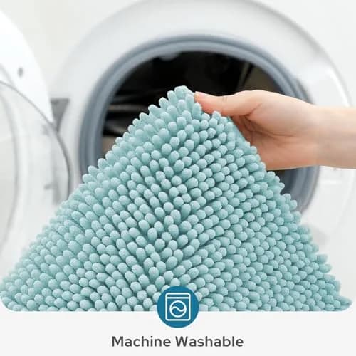 BYSURE Light Blue Bathroom Rugs Sets 3 Piece Non Slip Plush Chenille Washable thumbnail 6
