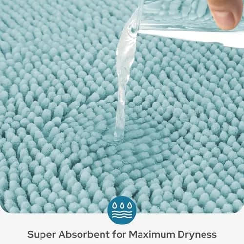 BYSURE Light Blue Bathroom Rugs Sets 3 Piece Non Slip Plush Chenille Washable thumbnail 3