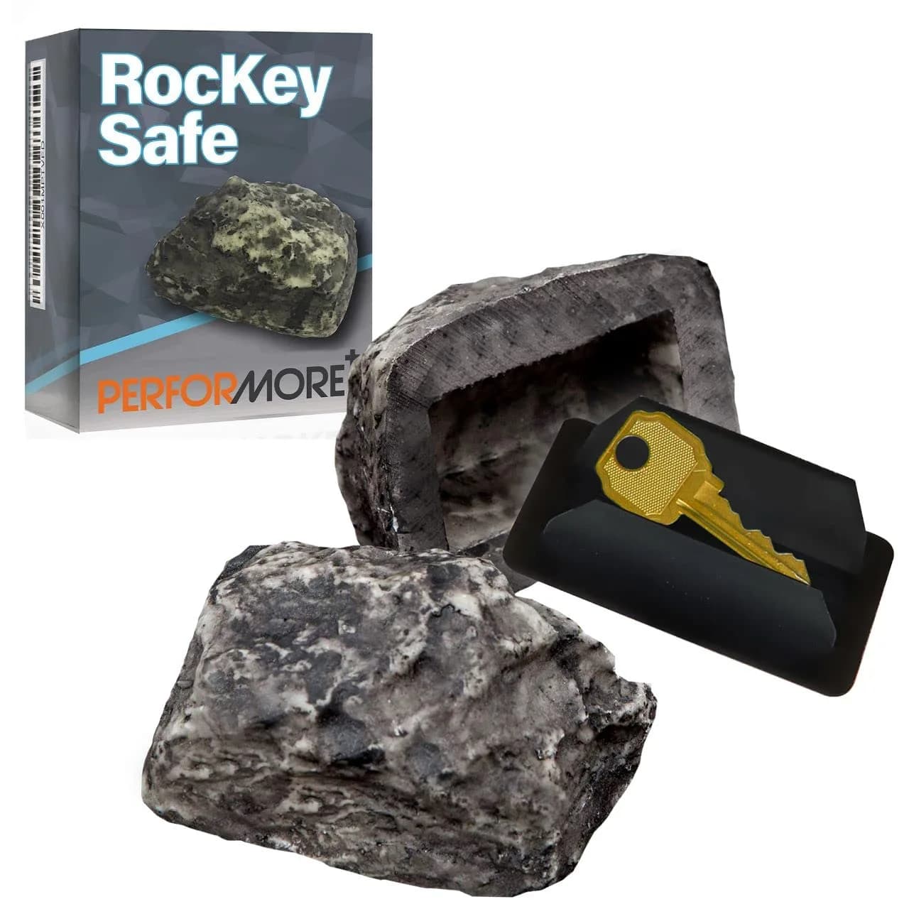 Performore Realistic Fake Rock Key Hider | Blends with Landscaping, 8.6cm (3.4") x 5cm (2") - main product image
