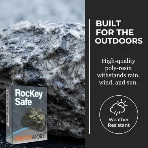 Performore Realistic Fake Rock Key Hider | Blends with Landscaping, 8.6cm (3.4") x 5cm (2") thumbnail 7