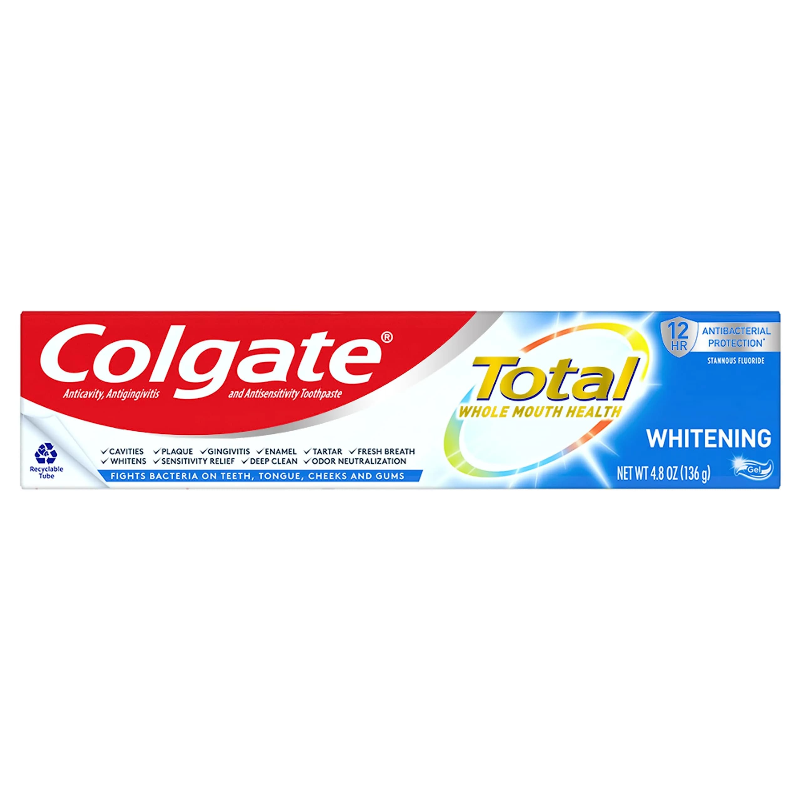 Colgate Baking Soda and Peroxide Whitening Toothpaste 75ml (2.5 oz) | Fluoride Anticavity Formula — 4.8 Ounce / Whitening Gel