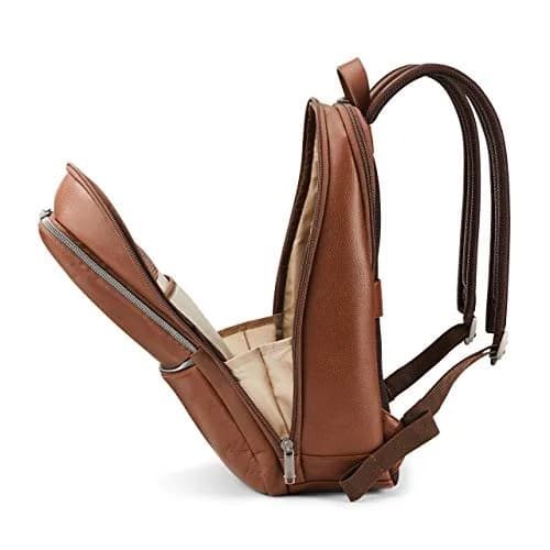 Samsonite Classic Leather Slim Backpack Cognac 22.2L (0.78 cu ft) | Professional Commuter Bag thumbnail 7