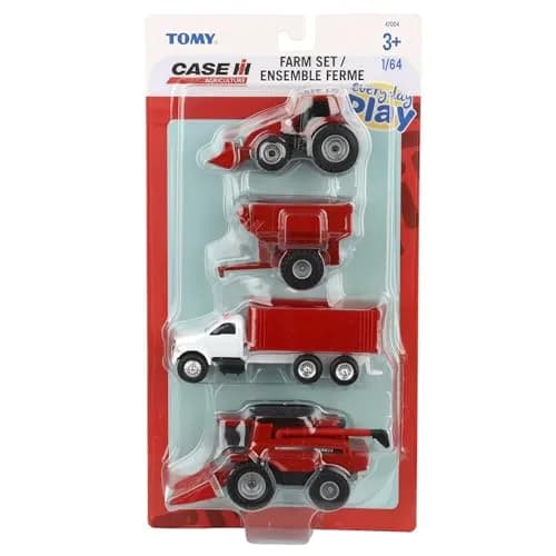 ERTL Case IH 4-Piece Farm Toy Set - 1:64 Scale - Includes John Deere Tractor with Loader, Combine, Grain Cart & Truck for Kids & Collectors thumbnail 9