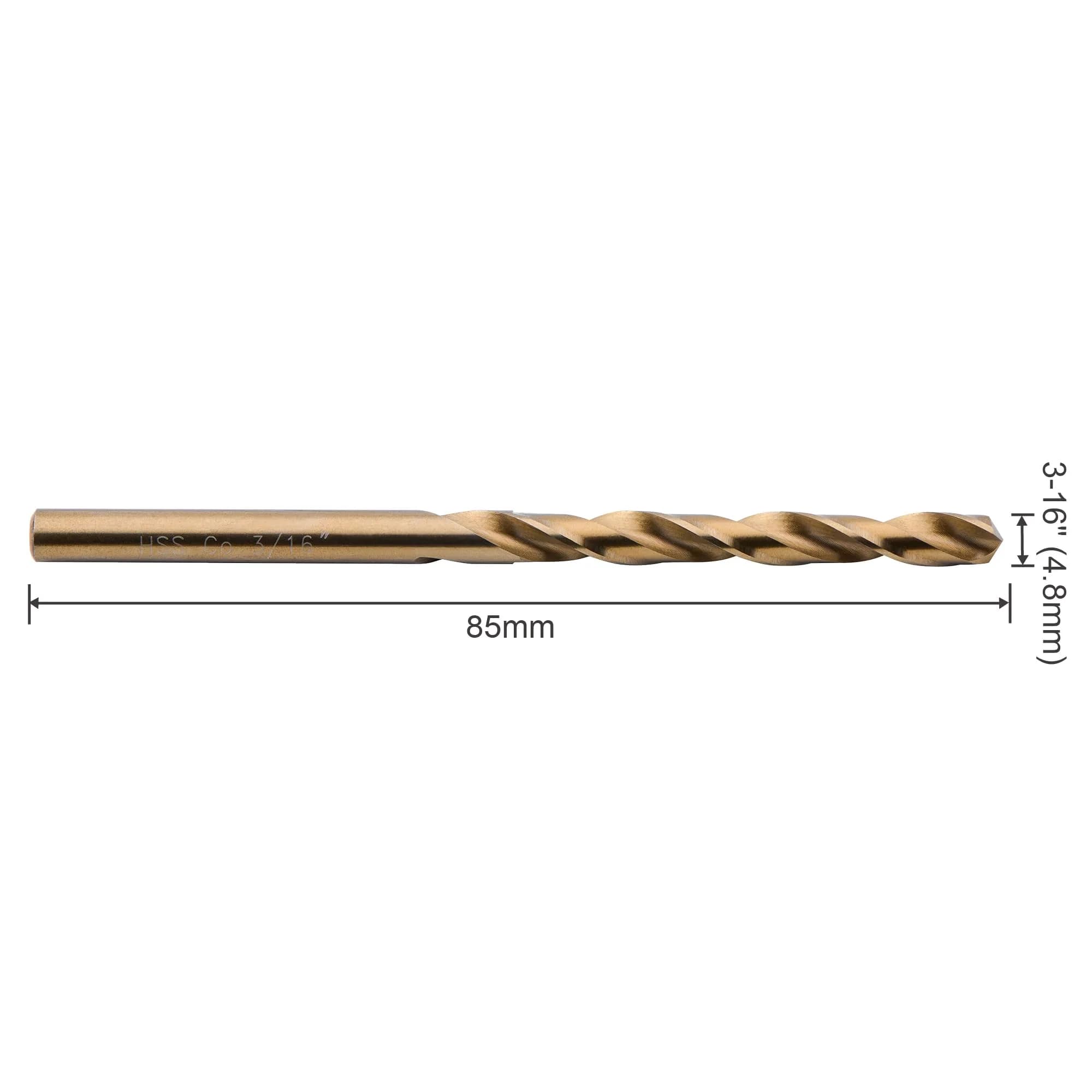SPKLINE 10 Pcs 4.8mm (3/16") Cobalt Drill Bit Set | M35 High Speed Steel with 5% Cobalt Alloy - view 2