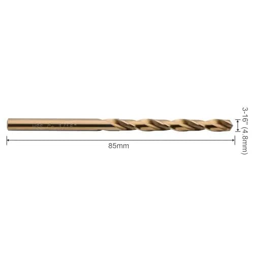 SPKLINE 10 Pcs 4.8mm (3/16") Cobalt Drill Bit Set | M35 High Speed Steel with 5% Cobalt Alloy thumbnail 2