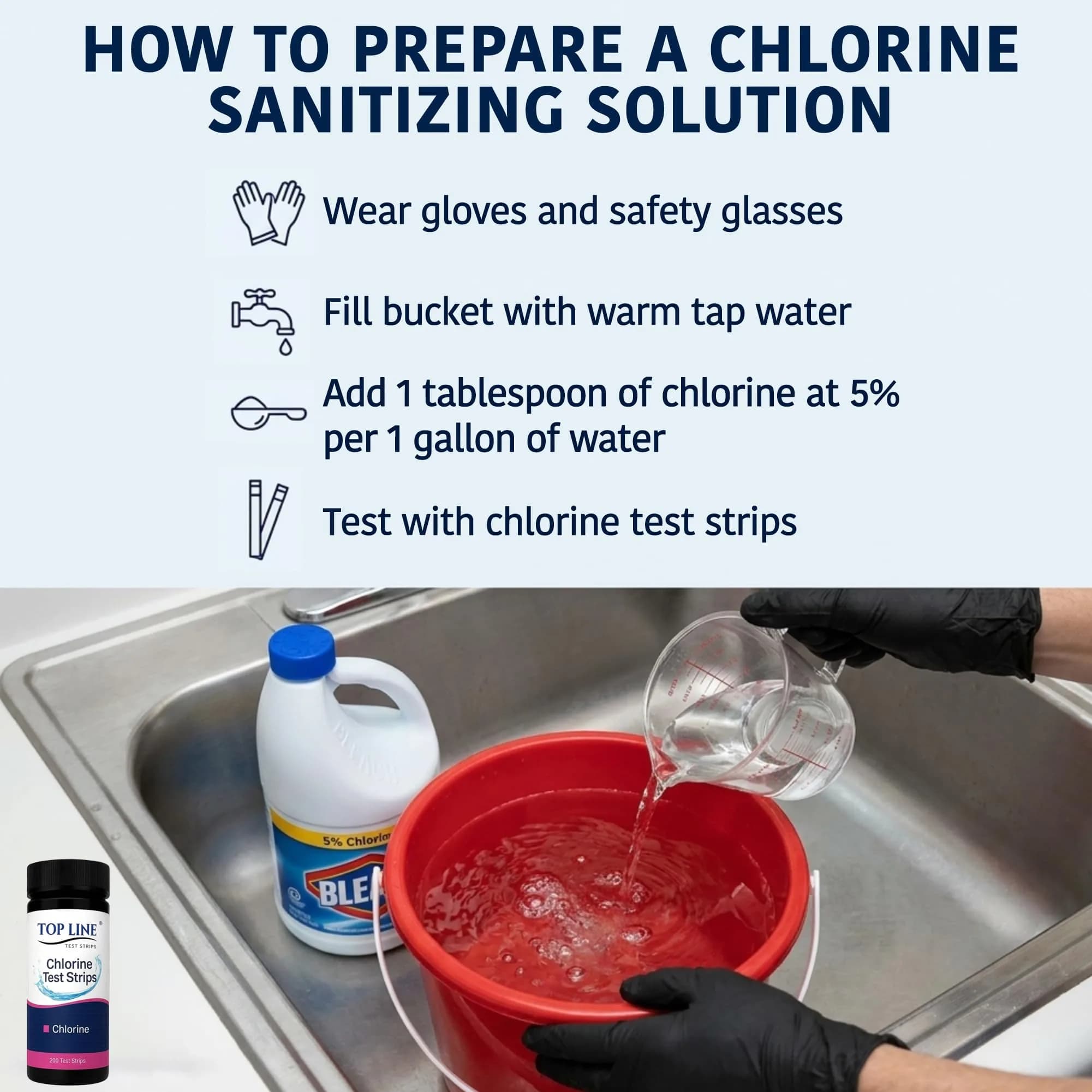 TOP LINE TEST STRIPS 200 Chlorine Test Strips for Food Service 0-500 ppm | Bleach Sanitizer Test Strips - view 8