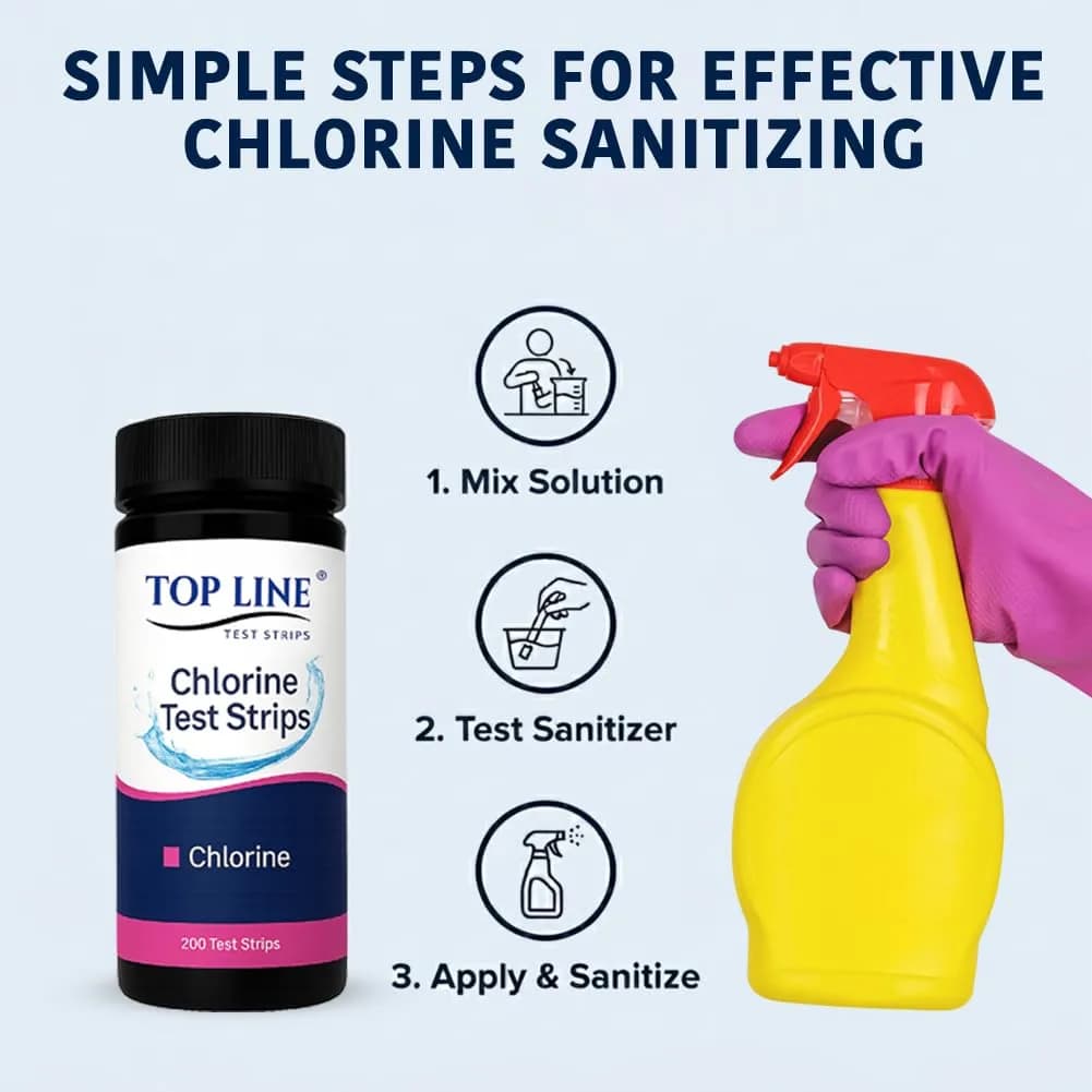 TOP LINE TEST STRIPS 200 Chlorine Test Strips for Food Service 0-500 ppm | Bleach Sanitizer Test Strips - view 9