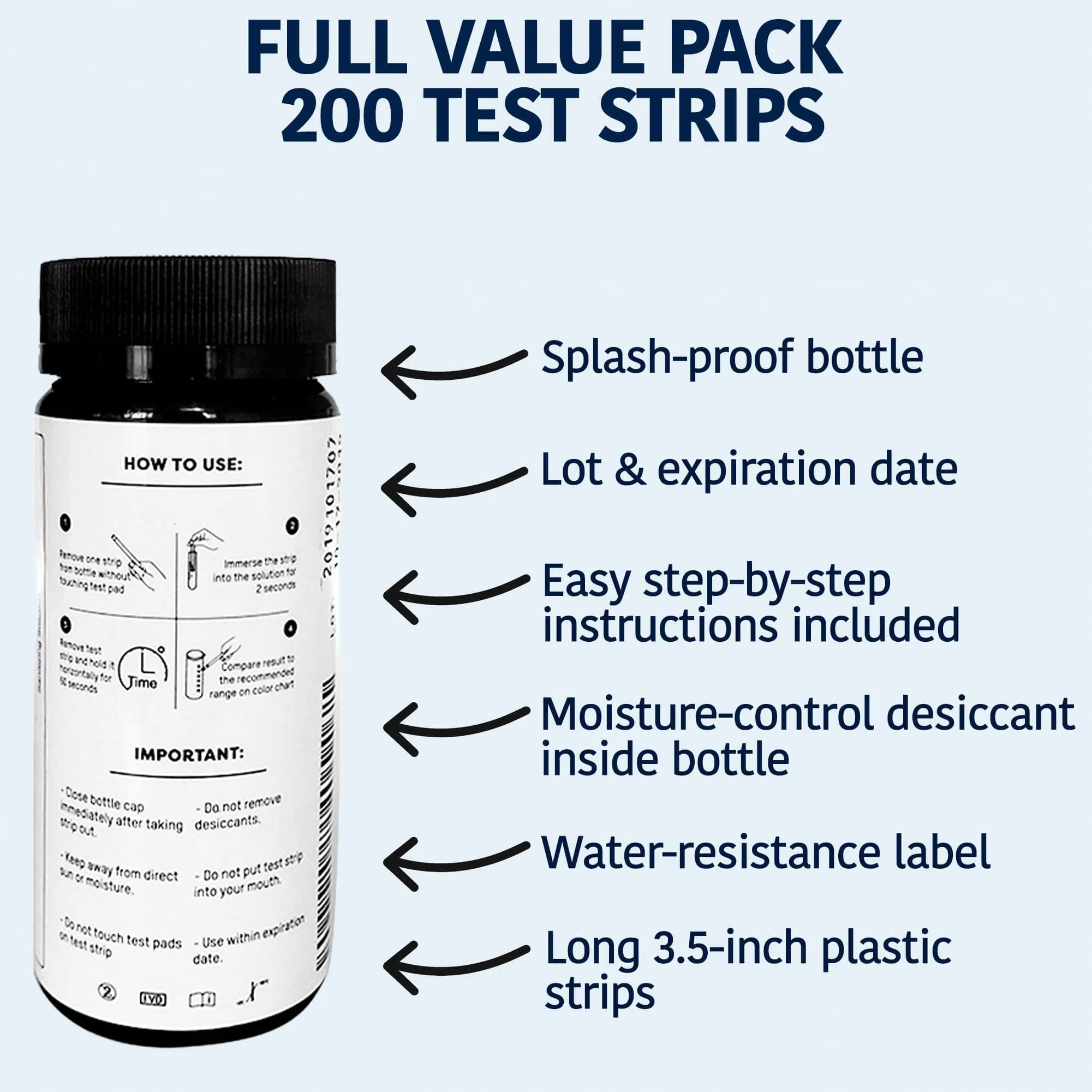 TOP LINE TEST STRIPS 200 Chlorine Test Strips for Food Service 0-500 ppm | Bleach Sanitizer Test Strips - view 4