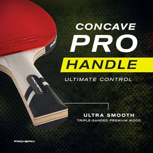 PRO-SPIN Carbon Fiber Table Tennis Rackets | 7-Ply Blade, 2.0mm Sponge, Shakehand Grip (Red, 1-Pack) thumbnail 4