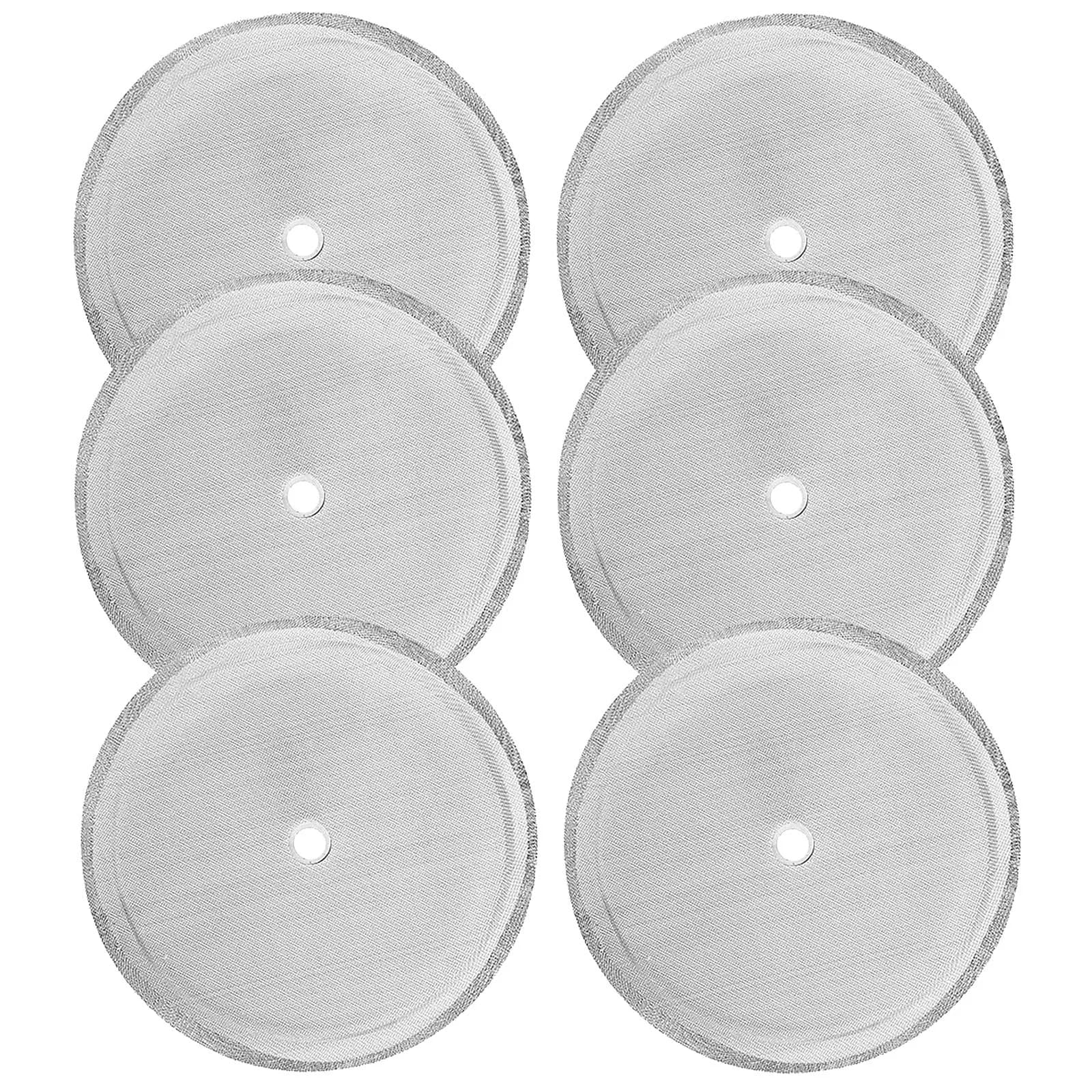 TKMOS 6 Pack French Press Replacement Filters Mesh Screen 4 Inch | Heavy Gauge Stainless Steel for 1000 ml / 34 oz / 8 cup
