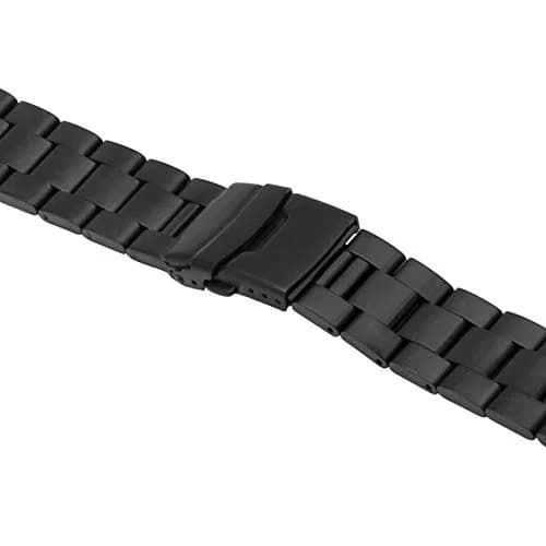 Juntan 22mm Black Solid Stainless Steel Curved End Watch Band with Double Deployment Clasp | Brushed Finish thumbnail 5