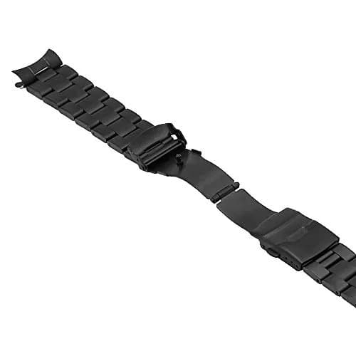 Juntan 22mm Black Solid Stainless Steel Curved End Watch Band with Double Deployment Clasp | Brushed Finish thumbnail 6