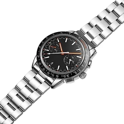 Juntan Stainless Steel Watch Band 22mm | Curved End Tapered Metal Strap with Double Lock Buckle thumbnail 2