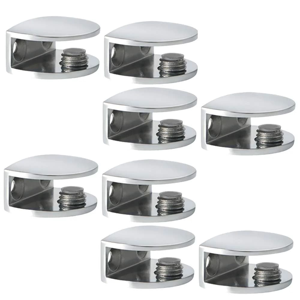 SAYAYO Glass Shelf Brackets Adjustable for 6-10 mm Shelf | Durable Chrome Finish — Chrome