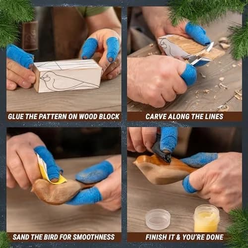BeaverCraft Comfort Bird Wood Carving Kit for Beginners & Adults | 2 Wood Blocks (Cherry & Basswood), Whittling Knife, Sandpaper, Tutorial thumbnail 5