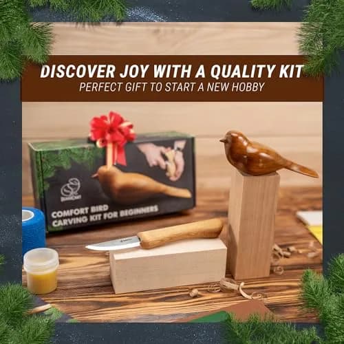 BeaverCraft Comfort Bird Wood Carving Kit for Beginners & Adults | 2 Wood Blocks (Cherry & Basswood), Whittling Knife, Sandpaper, Tutorial thumbnail 6