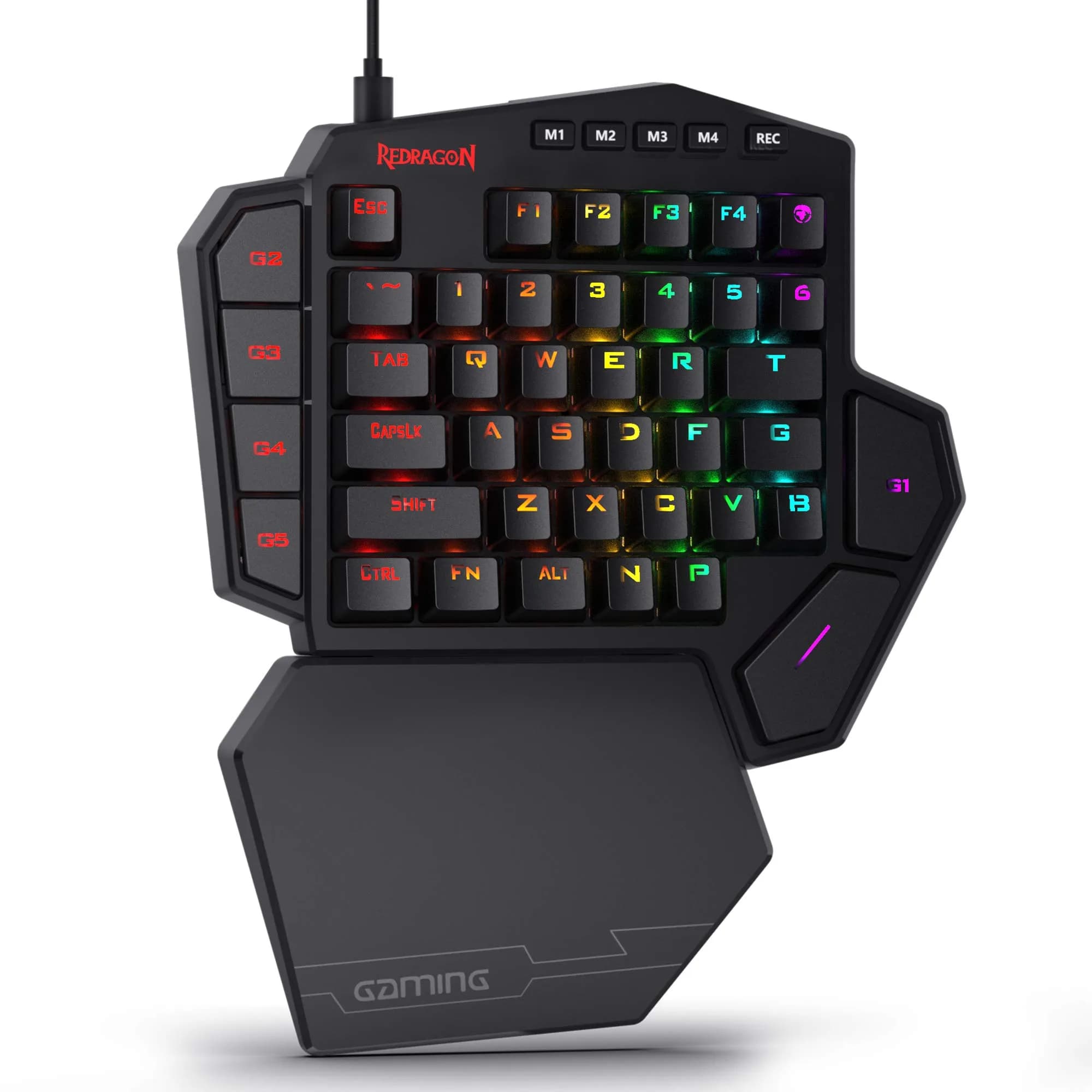 Redragon K585 DITI One-Handed RGB Mechanical Gaming Keypad with Hot-Swappable Switches & Wrist Rest | 42-Key Tactical Layout — Black K585