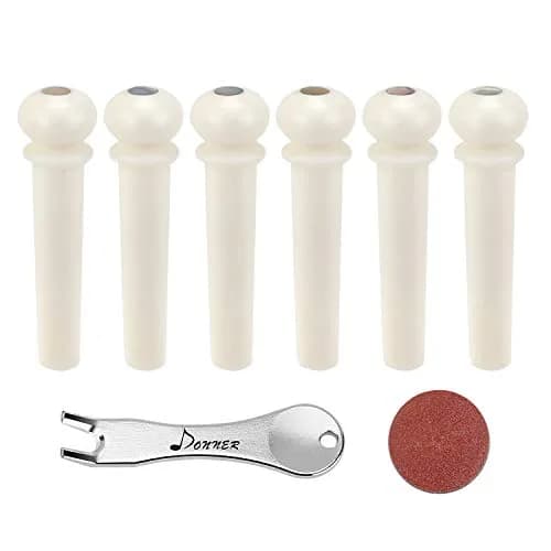 Donner White Bone Acoustic Guitar Bridge Pins 6PCS with Abalone Dot & Puller | Standard Size 5.0mm Slot thumbnail 9