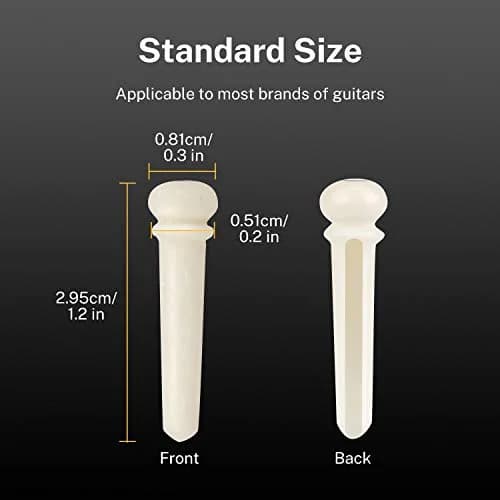 Donner White Bone Acoustic Guitar Bridge Pins 6PCS with Abalone Dot & Puller | Standard Size 5.0mm Slot thumbnail 2
