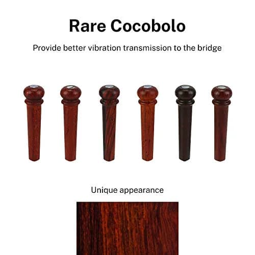 Donner Brown Cocobolo Acoustic Guitar Bridge Pins with Abalone Dot (6 PCS, 5mm Slot) | Enhanced Sustain & Resonance thumbnail 2