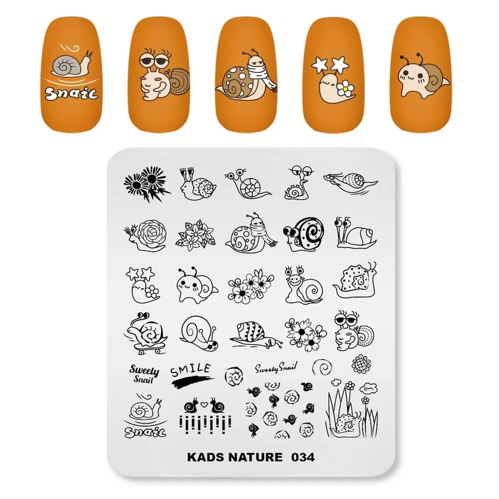 KADS Nail Stamping Plates Nature Template Image Design for Art Decoration and DIY Nail Art (NA034) | Reusable Stainless Steel Nail Art Template — 2.76 inches x 3.15 inches