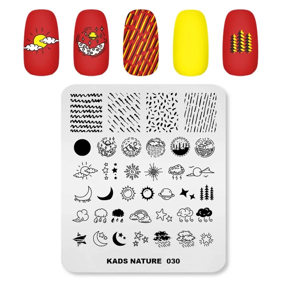 KADS Nail Stamping Plates Nature Template Image Design for Art Decoration and DIY Nail Art (NA030) | Reusable Stainless Steel Nail Art Plate