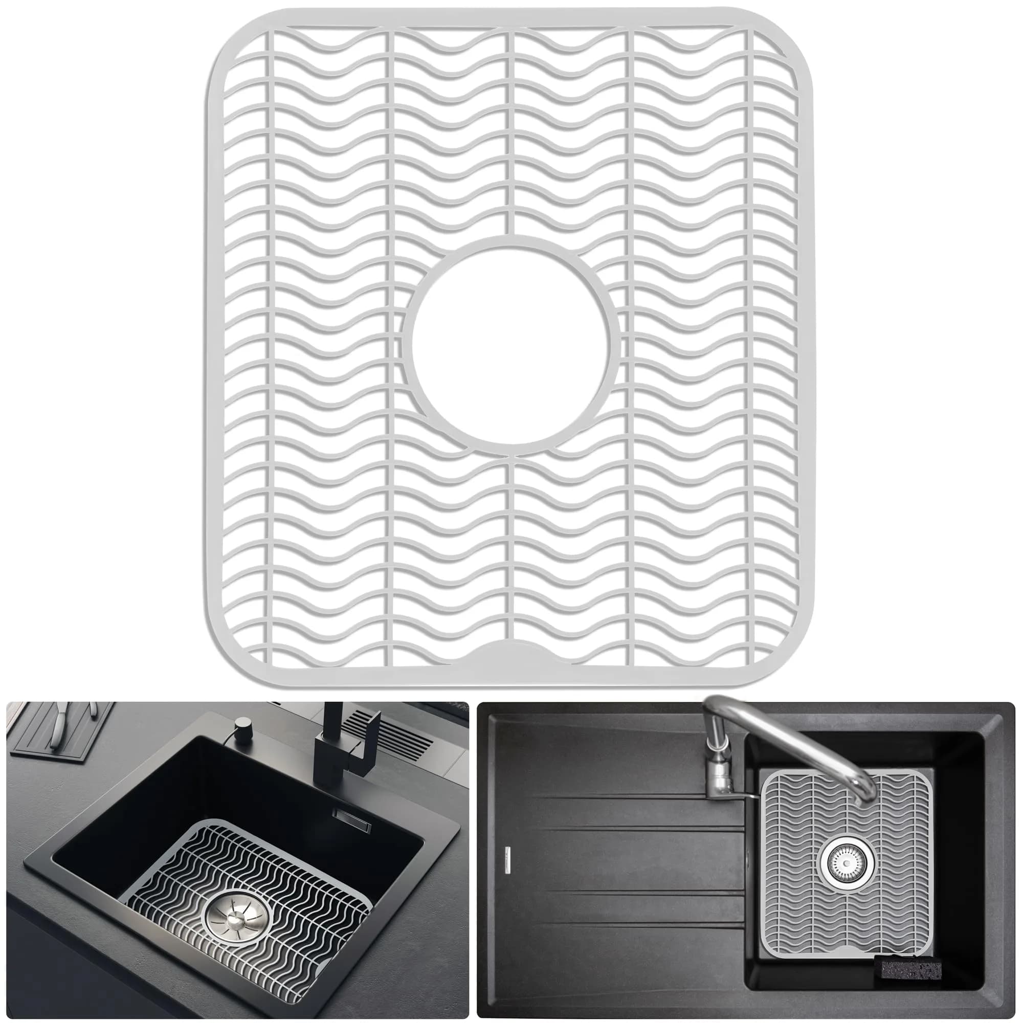 DecorRack Sink Protectors for Kitchen, Plastic 12" x 11" | Protect Sink from Damage & Scratches — White